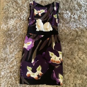 Elie Tahari Floral-Print Satin Silk Sleeveless Sheath Dress Size 4